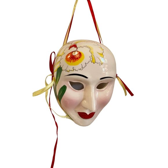 PARADIES COLLECTION Glossy Floral Mardi Gras Mask Venetian Masquerade 8" x 6" - Picture 3 of 7